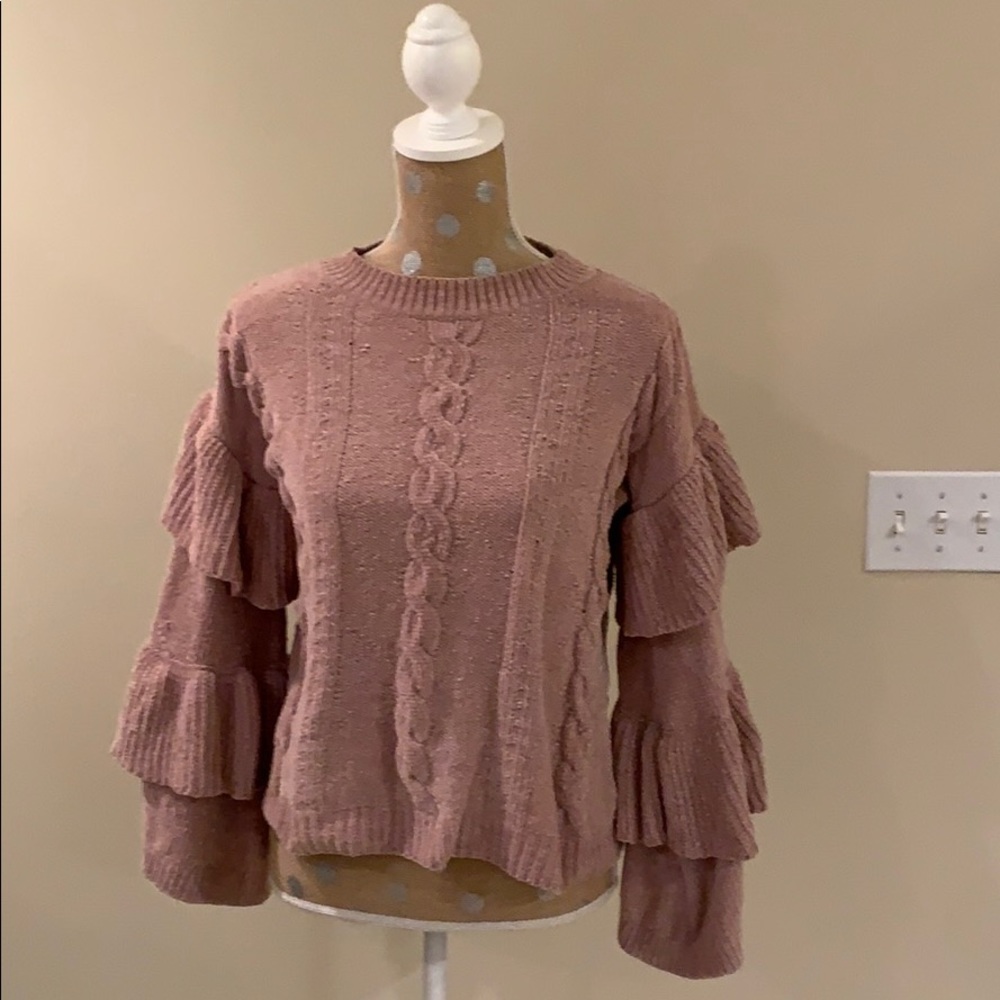 Nordstrom Blush Pink Sweater with Ruffled Arms